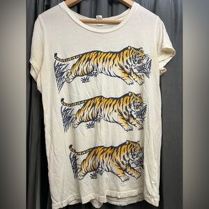 Lucky Brand Cream Tee with Tiger Graphic